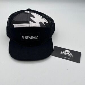 BRIMMZ Toddler Snow Camo Trucker Hat‎ XS Black White Mesh Snapback NWT